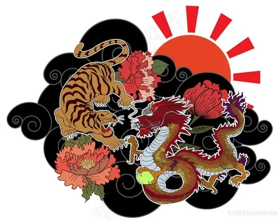 龙虎相斗龙腾虎跃高清挂画壁纸高分辨率打印喷绘素材