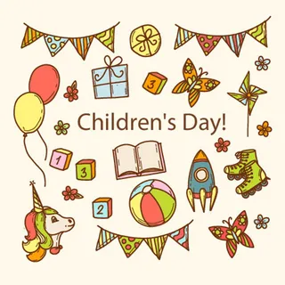 手绘卡通儿童节素材