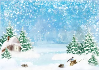 圣诞节蓝天白色风景背景墙