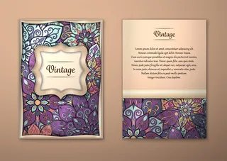 欧式花纹邀请函矢量模板