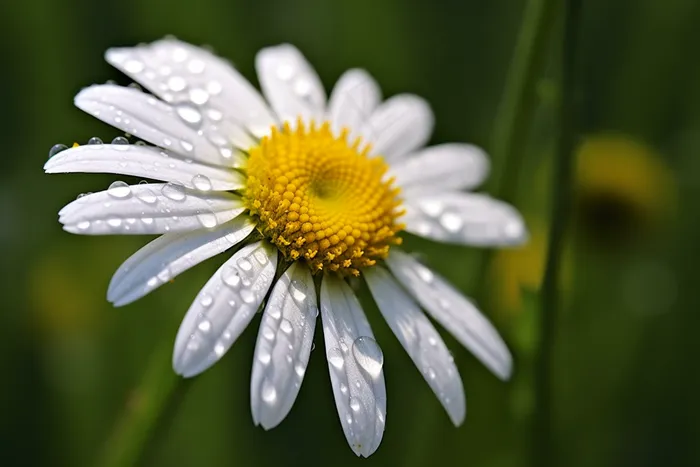 雏菊菊花雨水滴植物摄影图