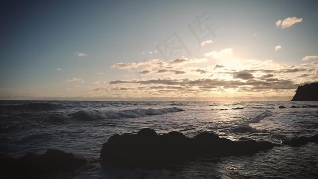 海, 日落, 波, 晚报