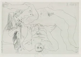 毕加索线描时尚裸体美女装饰画