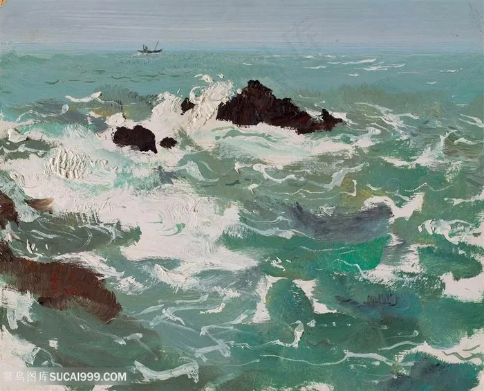 吴冠中手绘海景唯美风景画