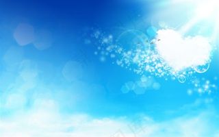 蓝天爱心白云