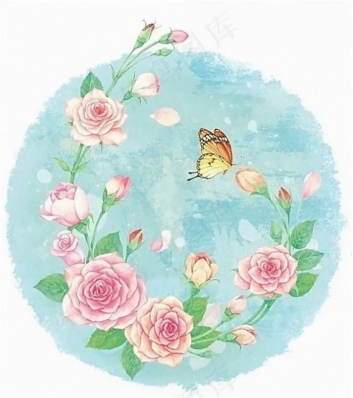 水彩画蔷薇花