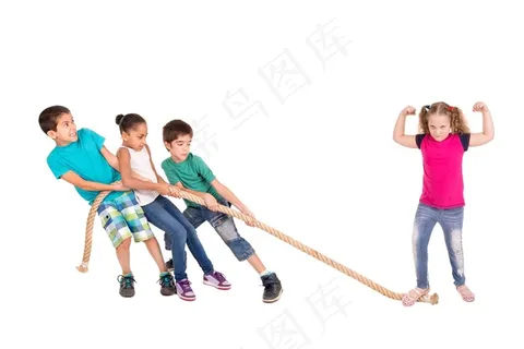 拔河的小孩子高清素材