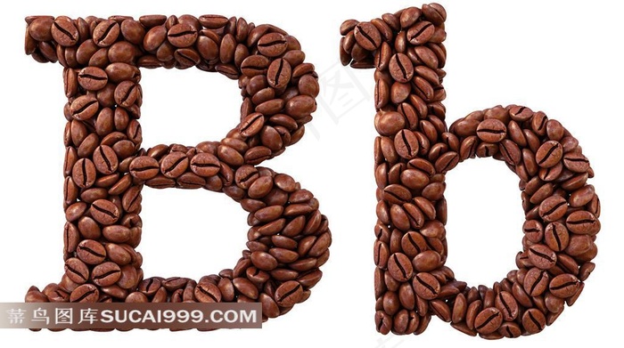 咖啡豆组成的字母B