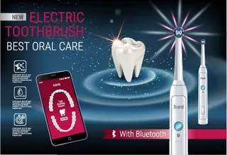 矢量口腔牙刷与冲洗器广告