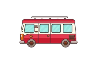 旅游卡通巴士元素