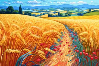 小满一望无际金灿灿麦田希望的田野丰收