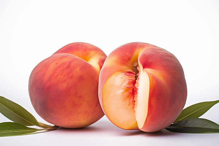 a couple of peaches sitting next to each other, an illustration of by Federico Zuccari, shutterstock, renaissance, peaches, a human-like juicy peach, peach 