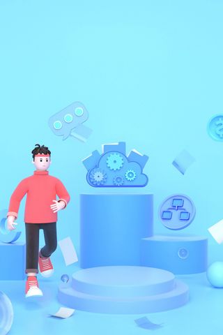 立体三维蓝色商务风格c4d