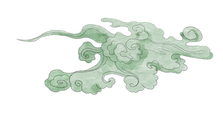 水彩绿色祥云免扣png透明素材