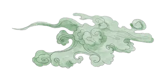 水彩绿色祥云免扣png透明素材