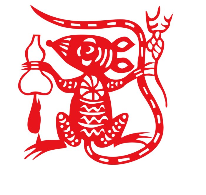 红色喜庆鼠年剪纸窗花新年快乐免扣PNG素材图片 (50)