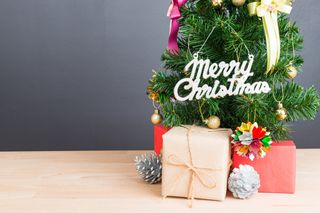 圣诞节礼物堆背景圣诞树下322717950