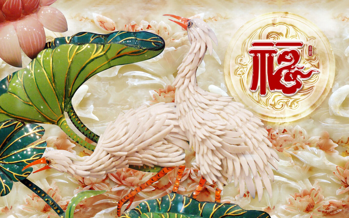 雕塑玉雕背景风景psd模版下载