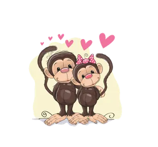 猴子情侣情人节