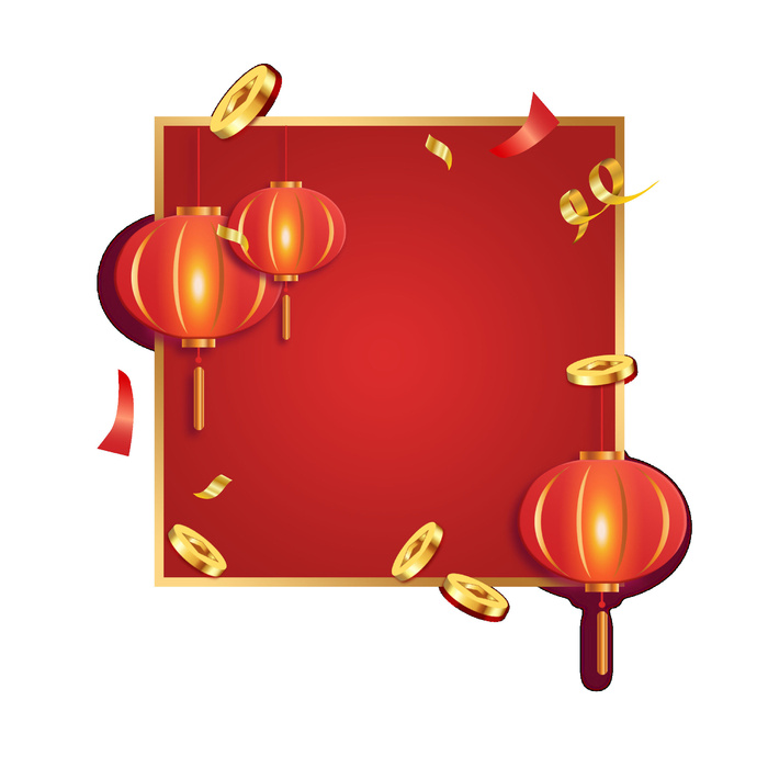 灯笼框装饰新年psd模版下载