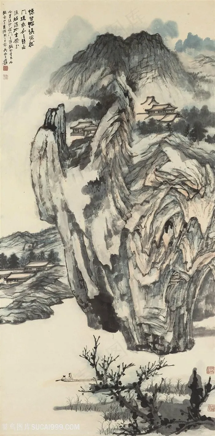 张大千山脉风景国画图片