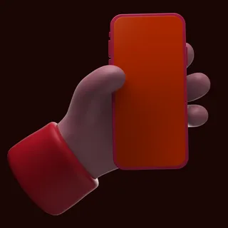 红色左手手持苹果手机插画展示样机