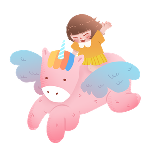 骑马分粉色小女孩素材人物