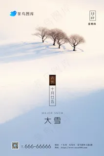 大雪简约雪景白雪浪漫节气海报