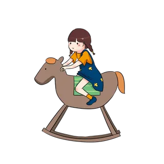 木马玩具剪贴画儿童节幼儿园插画