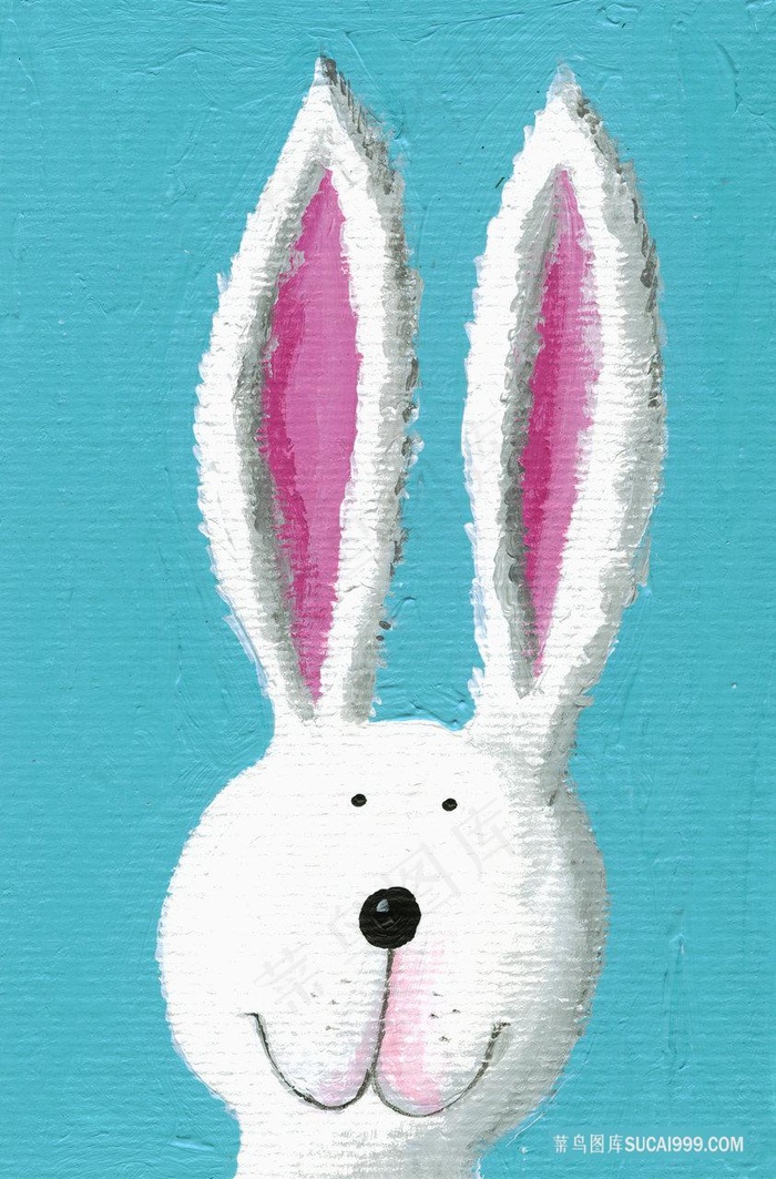 长耳兔子高清油画装饰画