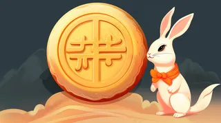 中秋月饼白兔卡通插画素材