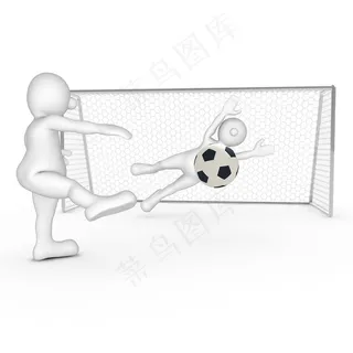 3D白色小人足球运动