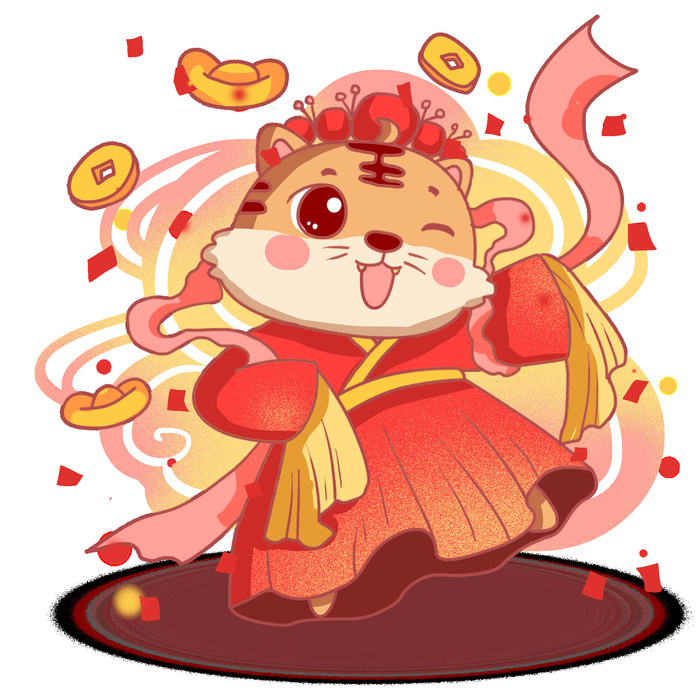 可爱2022年虎年吉祥物卡通形象新年海报元素AI矢量图PSD分层设计素材
