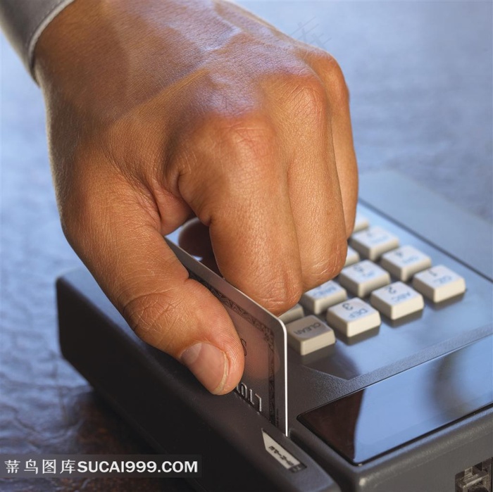 银行卡刷卡动作特写
