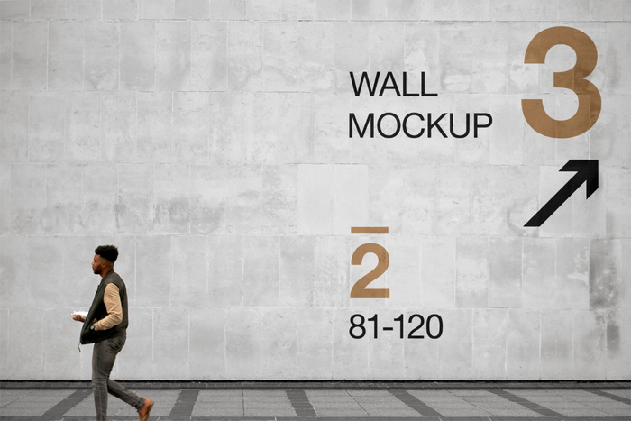 墙面引导质感纹理示意图Wall PSD Mockup
