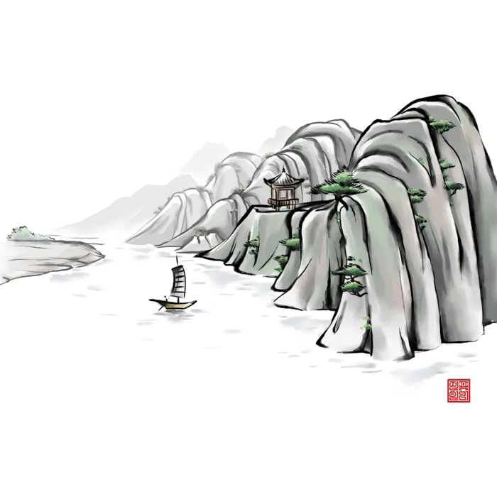 山水画素材中国风水墨画素材元素中国画