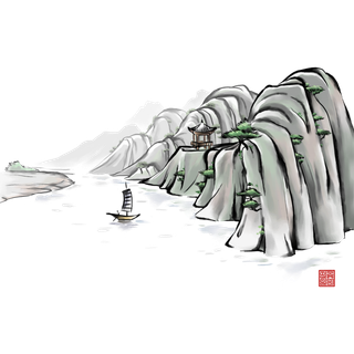 山水画素材中国风水墨画素材元素中国画