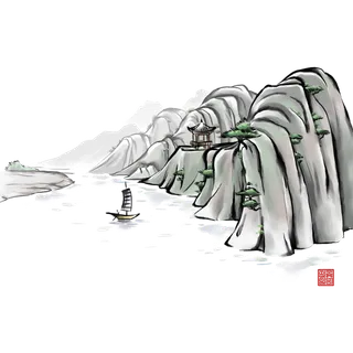 山水画素材中国风水墨画素材元素中国画