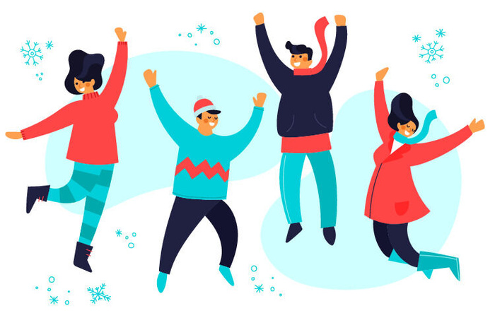 冬天服饰服装冬装穿冬装保暖冬季卡通人物男女装Ai矢量图片素材