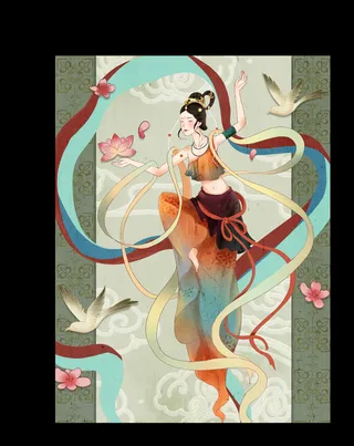 敦煌系列国潮插画