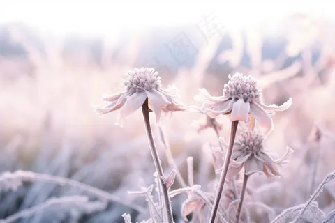 清晨白霜布满植物冷气摄影图