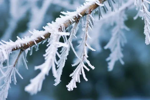 白霜挂满植物枝头冬天雾凇摄影图