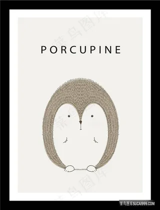 手绘刺猬矢量艺术插画