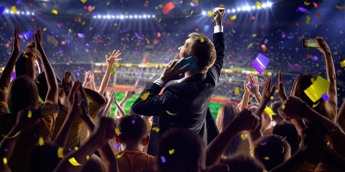 足球场狂欢的人群摄影大图