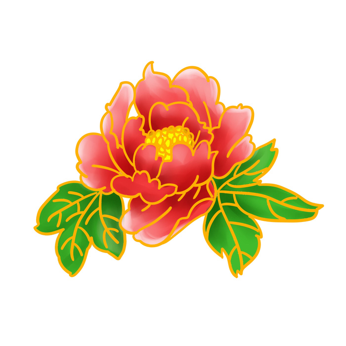 手绘国潮中国风古典牡丹花国花花卉装饰图案PSD设计素材psd模版下载