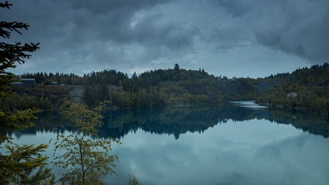 采石场, 黄昏, 树木, 森林, 砾石坑, 自然, 移动