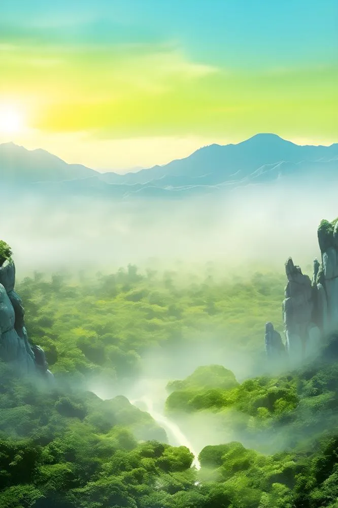 山脉树林光照意境背景(2400x3600)