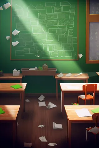 课室光照场景手绘图