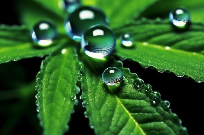 露珠绿叶摄影背景