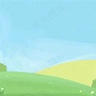 春天卡通手绘花草儿童节踏青春游